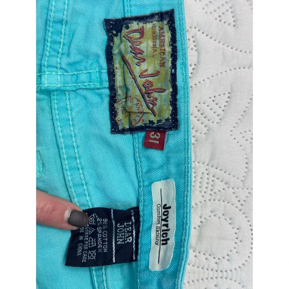 Dear John Jovrie Turquoise Blue Frayed Hem Denim Shorts Size 31